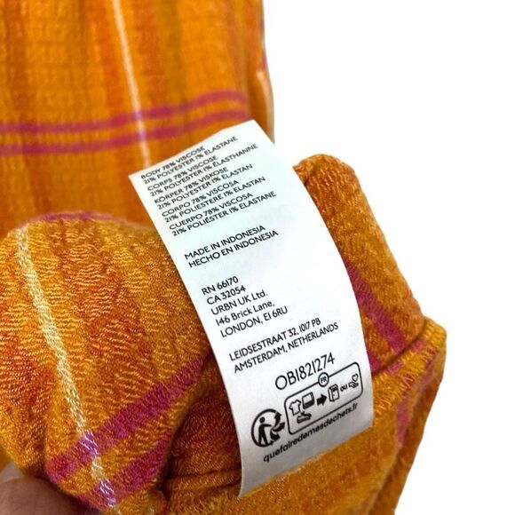 Pilcro x Anthropologie Vibrant Orange and Pink Front Button Top in Size S - Picture 8 of 8